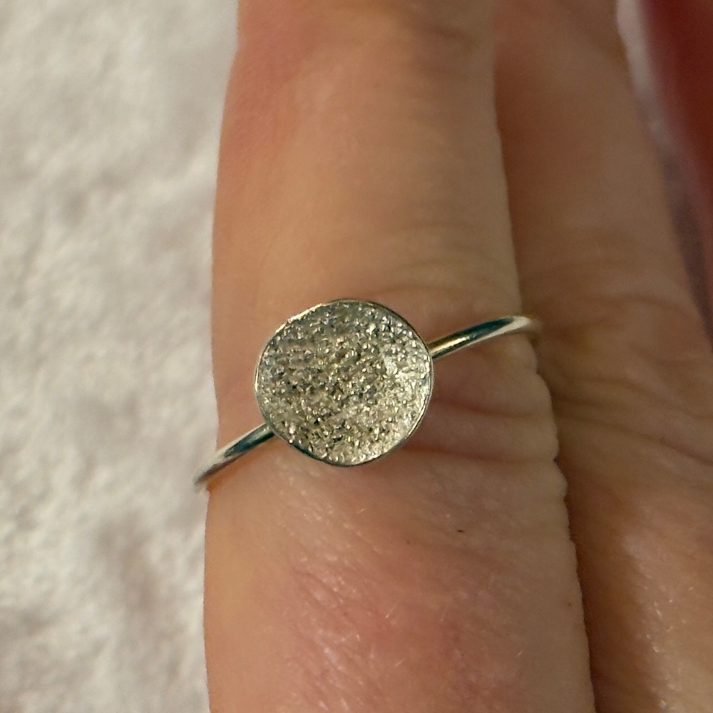 Sterling Silver Moon Crater Textured Circle Bowl Ring Size 10 1/2